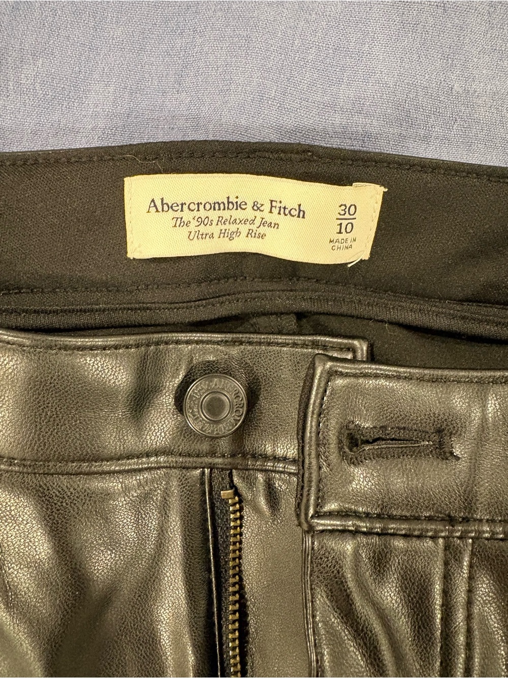 Abercrombie & Fitch Black Straight-Leg Faux Leather Pants - Picture 7 of 8
